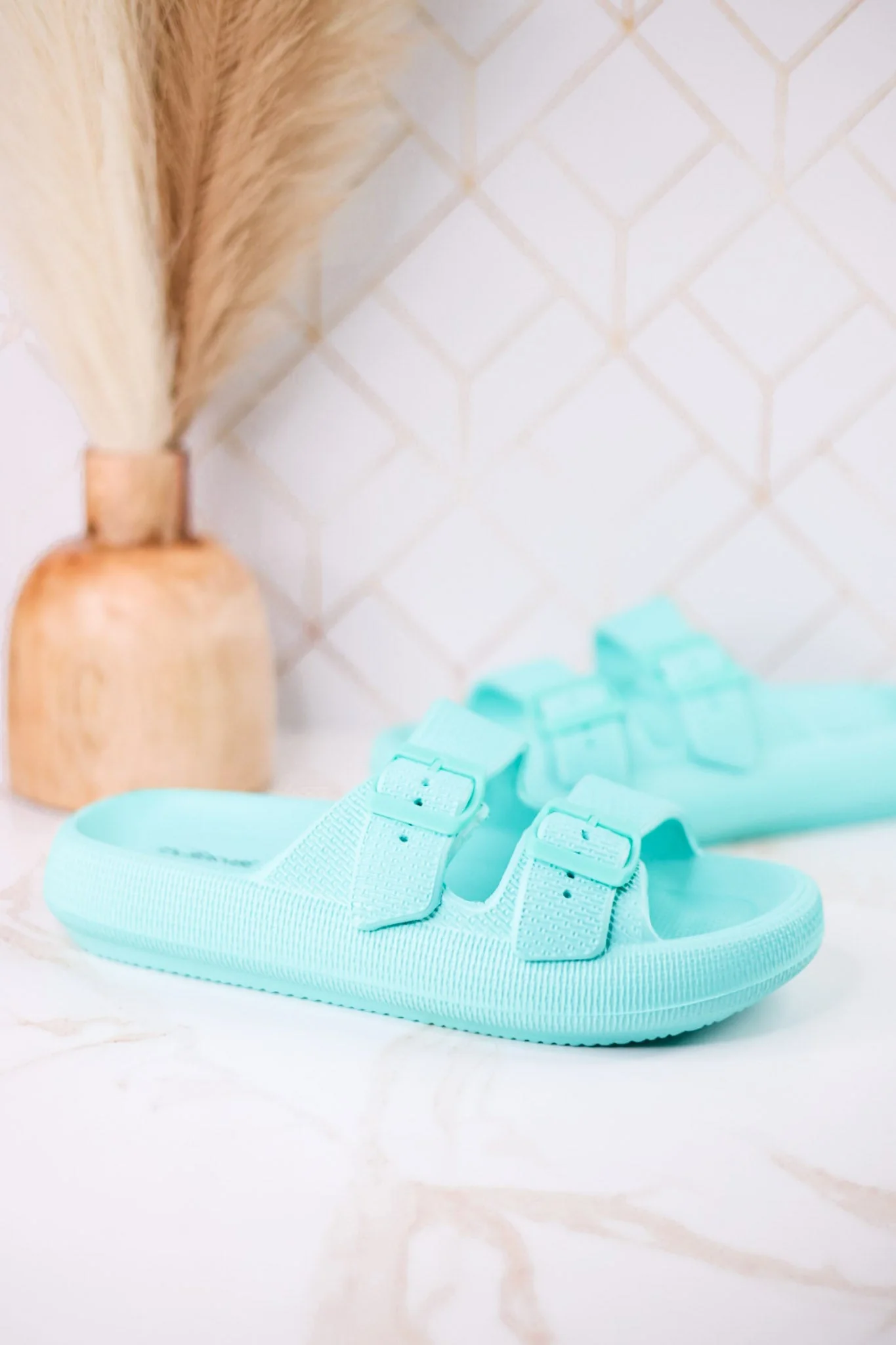 Turquoise Waterproof Cushioned Slides FINAL SALE - Image 3