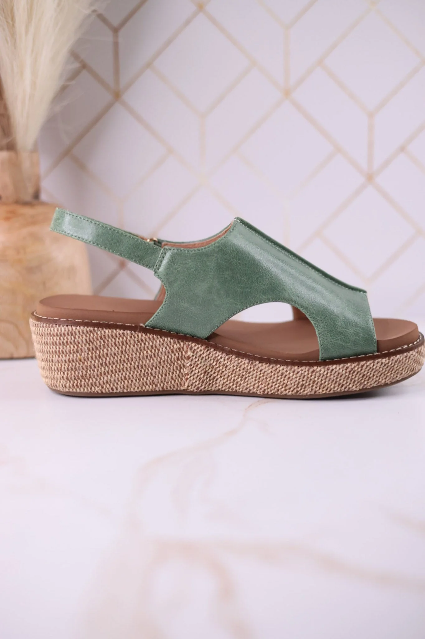 Volta II Leaf Green Wedge Sandals FINAL SALE - Image 6