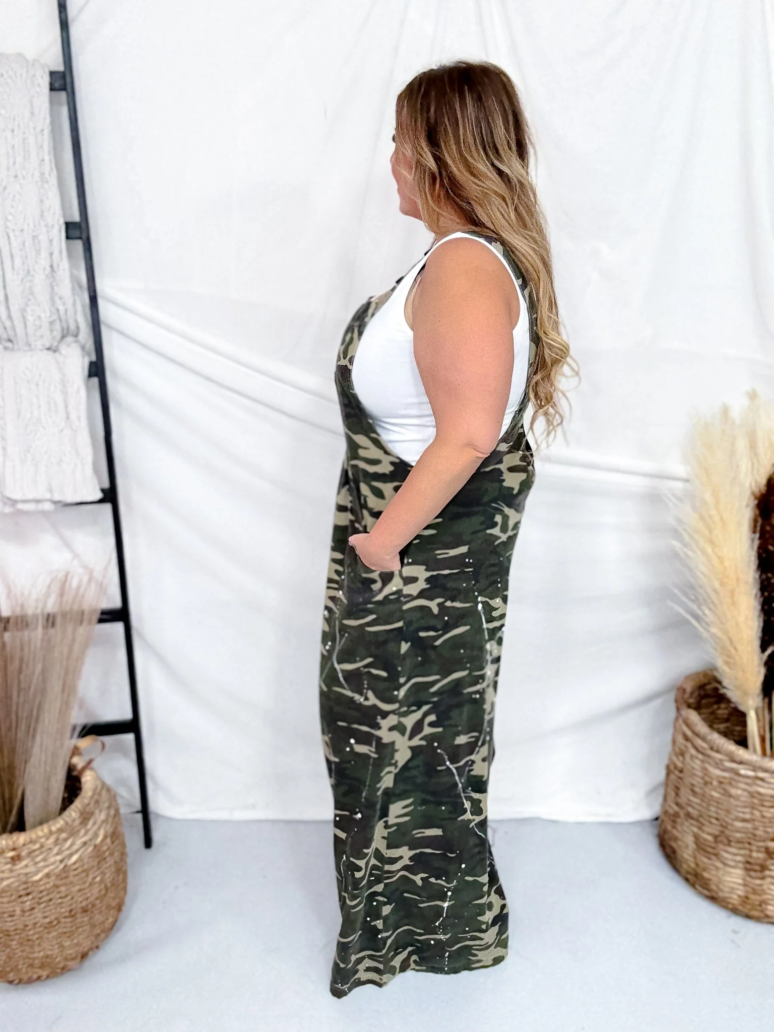 Washed Camo Wide Leg Paint Splatter Overalls FINAL SALE - Image 7