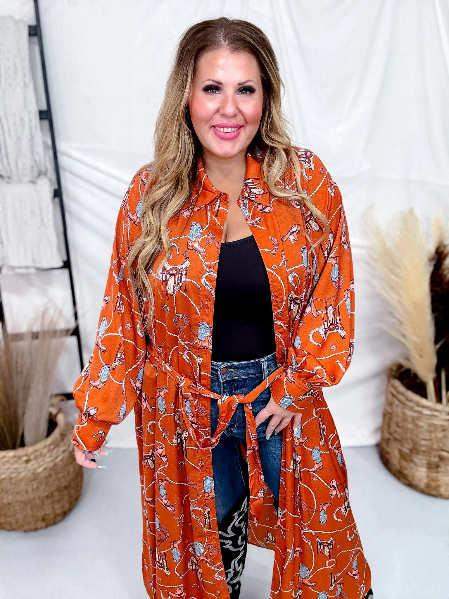 Western Printed Satin Button Down Dress FINAL SALE - Image 2