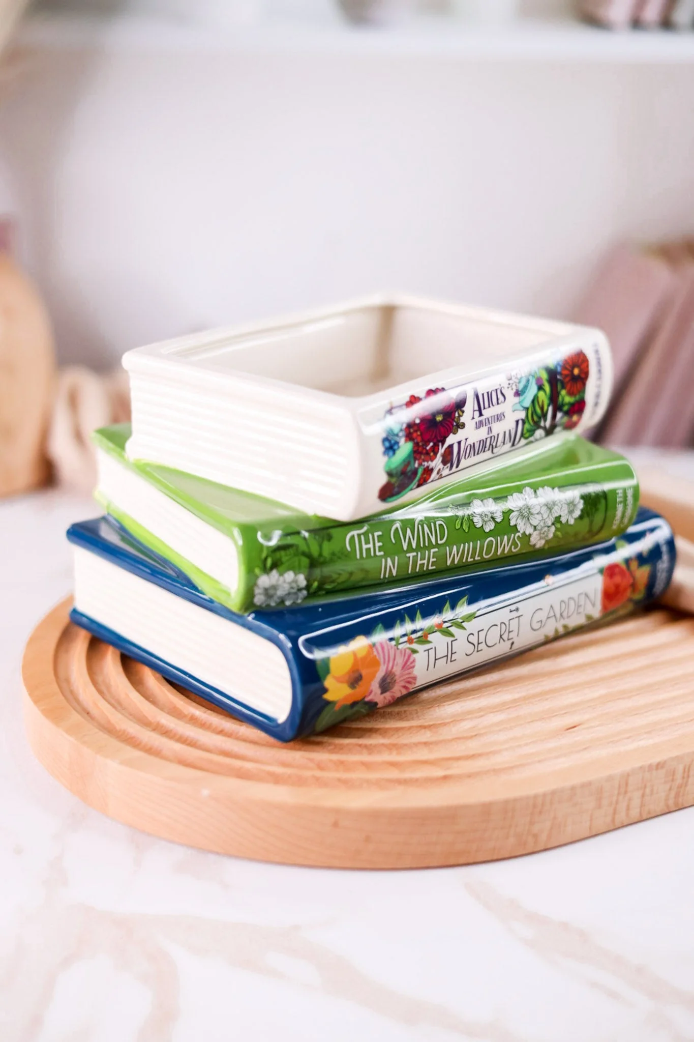 Whimsical Classics Stacked Books Ceramic Planter - Image 3