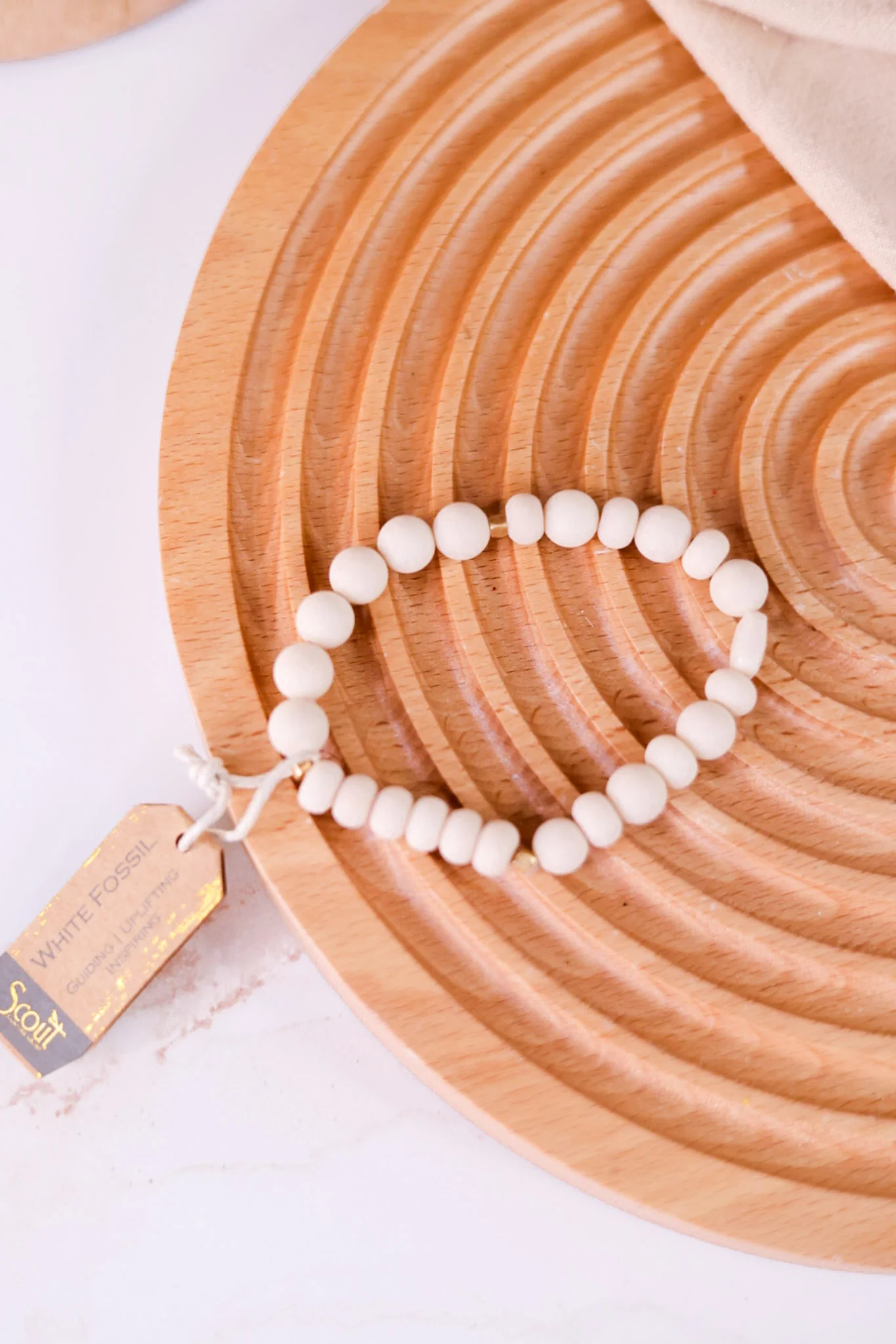White Fossil Stone Stacking Bracelet - Image 3