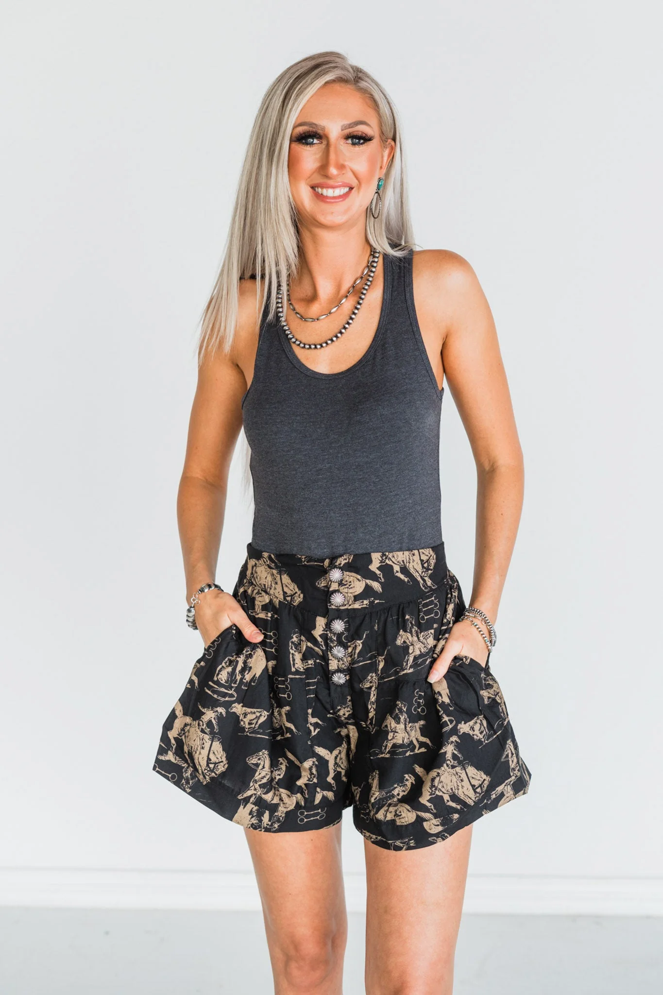 Whoa Pony Western Inspired Shorts W/ Back Elastic Band FINAL SALE - Image 14