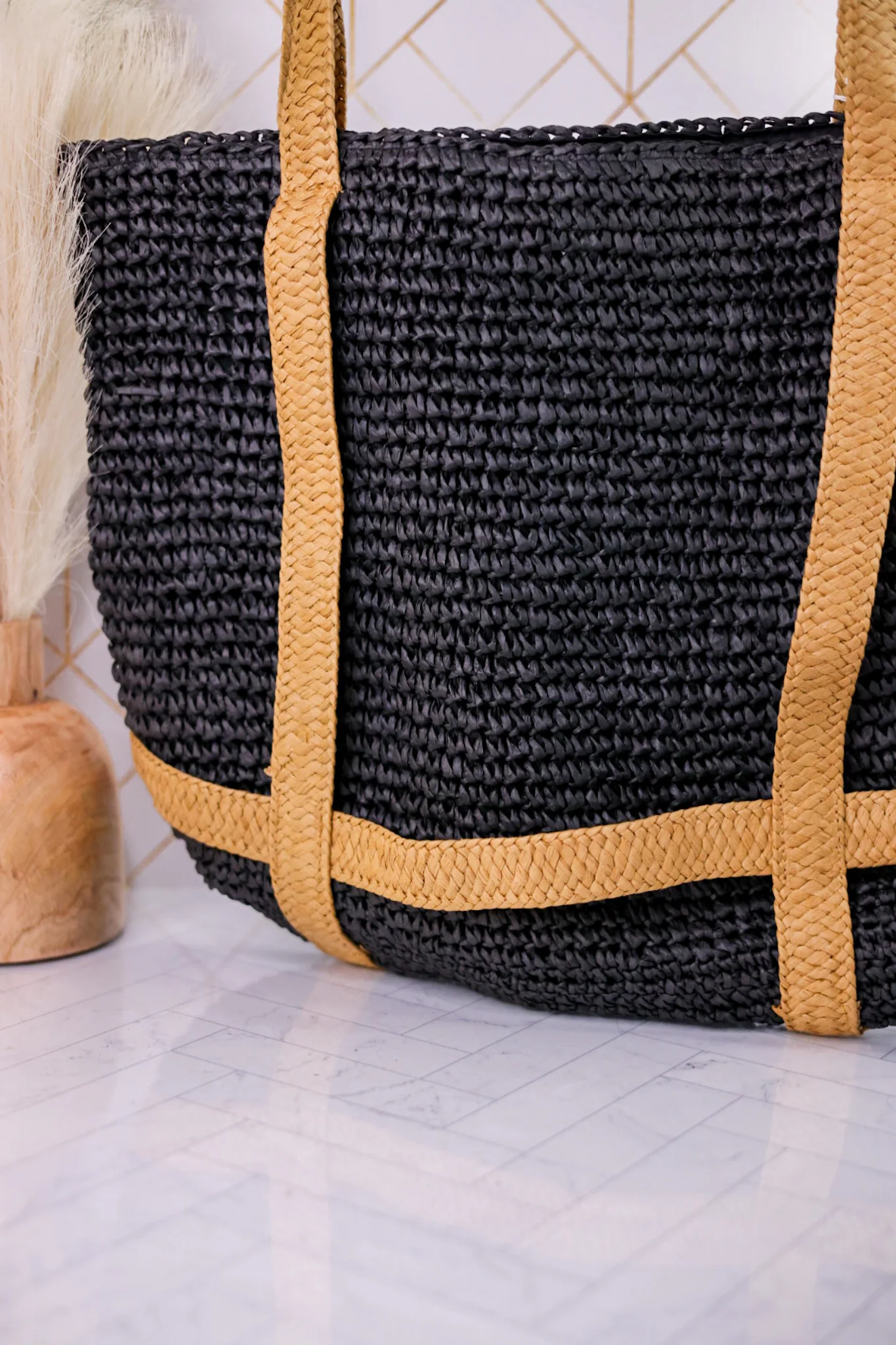 Woven Tote With Hat Holder Straps FINAL SALE - Image 3