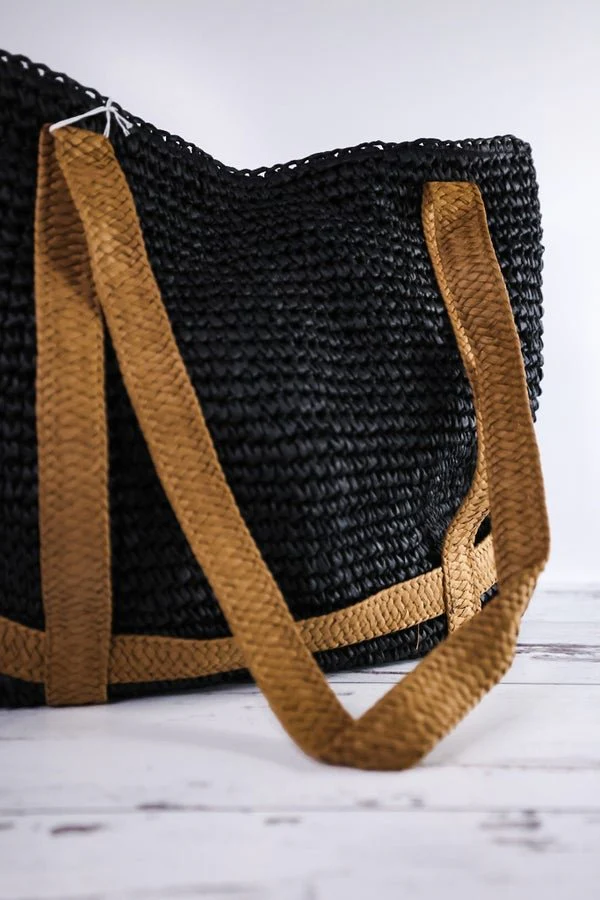 Woven Tote With Hat Holder Straps FINAL SALE - Image 5