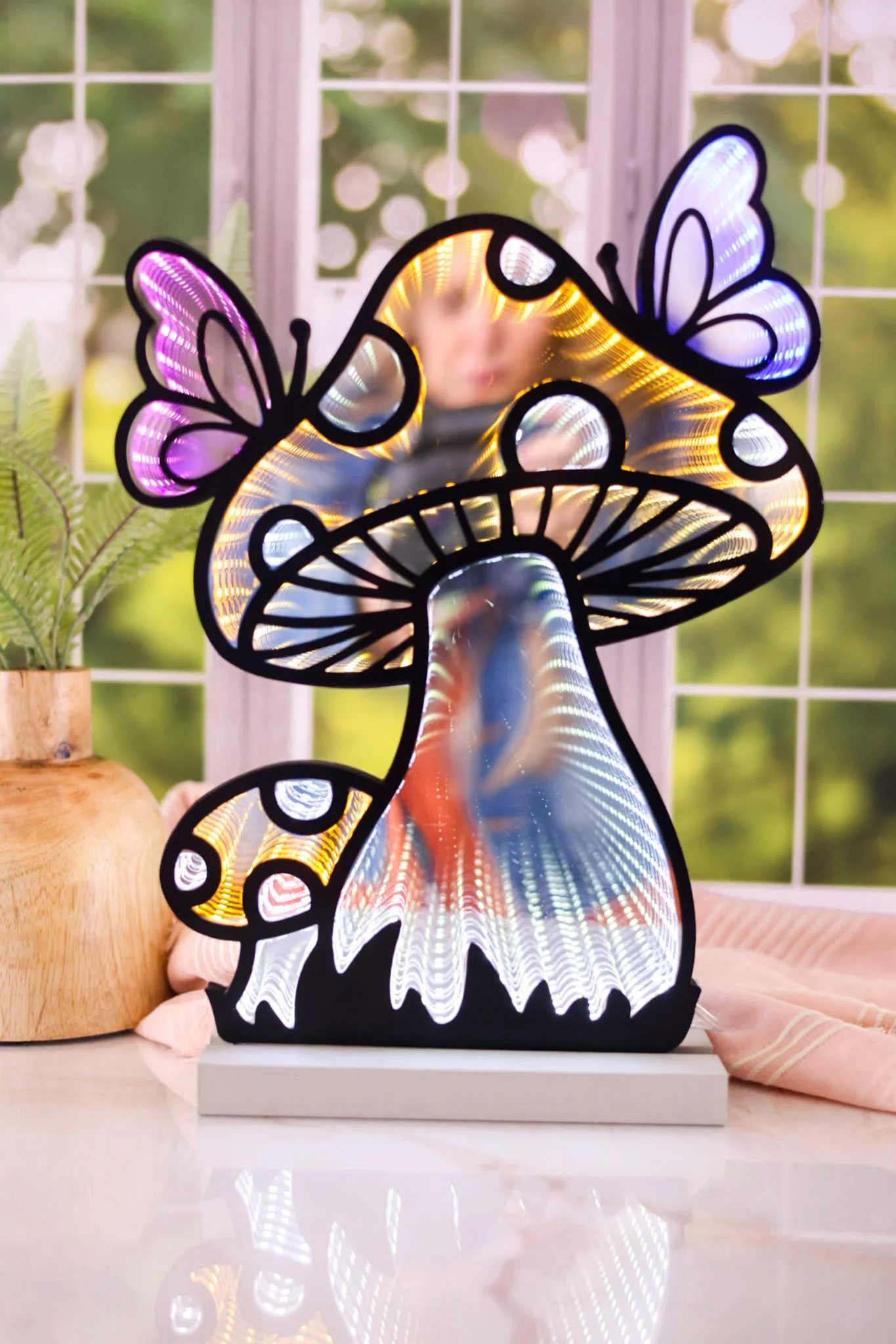 Yellow Mushrooms and Butterflies Infinity Light FINAL SALE - Image 6